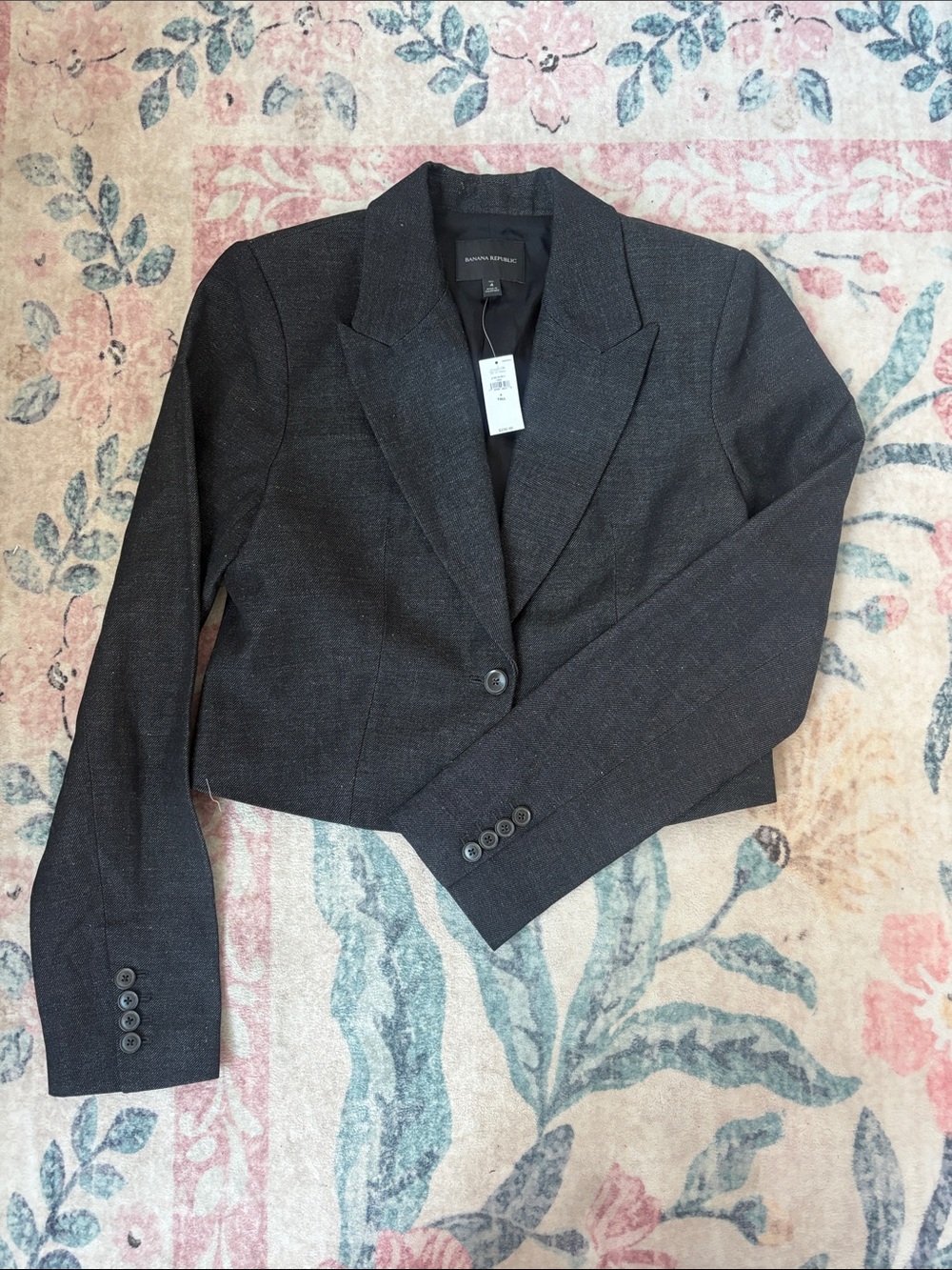 Banana Republic Charcoal Cropped Single-Button Blazer